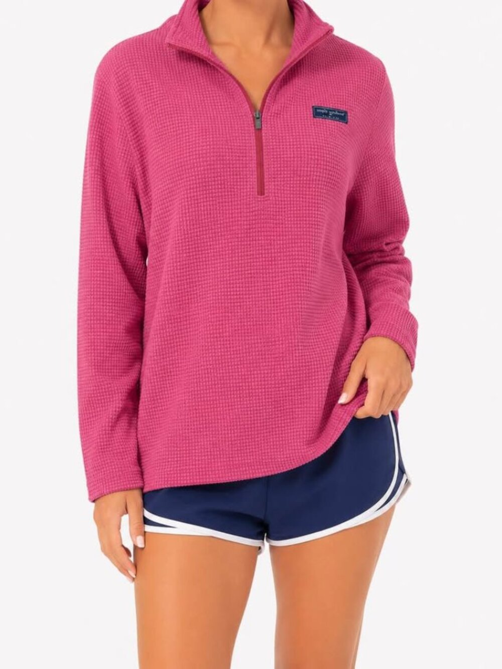 Simply Southern Lightweight 1/4 Zip Pink Waffle Fleece Comfy Pullover [size L]